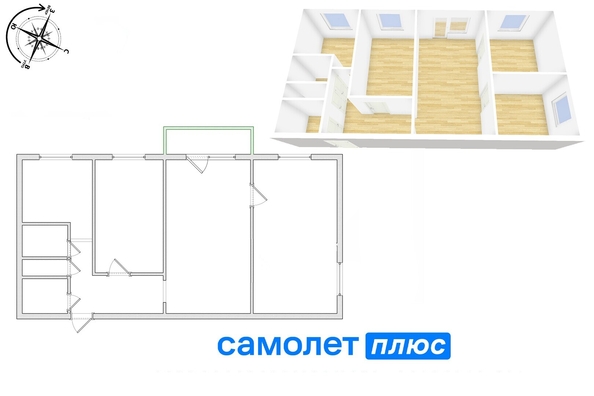 
   Продам 3-комнатную, 60.7 м², Ленина пр-кт, 70Б

. Фото 2.