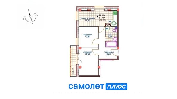 
   Продам 2-комнатную, 50.8 м², Строителей б-р, 69а

. Фото 20.