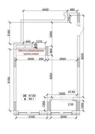 
   Продам 2-комнатную, 49.1 м², 7 высот, дом 9

. Фото 6.