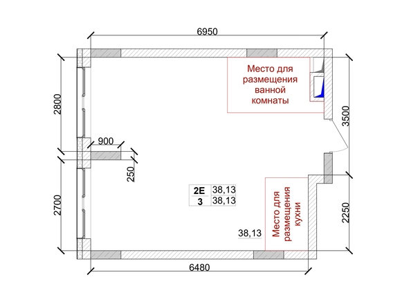 
   Продам 2-комнатную, 38.13 м², 7 высот, дом 9

. Фото 6.