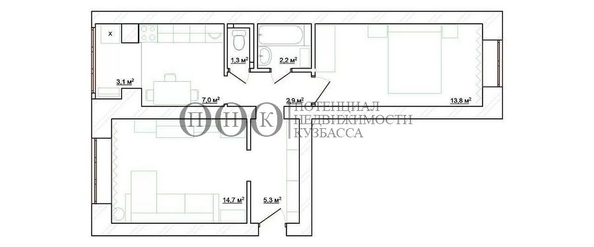 
   Продам 2-комнатную, 48.3 м², Сибиряков-Гвардейцев ул, 1

. Фото 14.