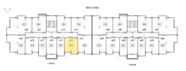 
   Продам 2-комнатную, 43.2 м², Солнечный б-р, 10

. Фото 3.