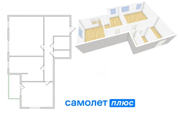 
   Продам 3-комнатную, 86.4 м², Шахтеров пр-кт, 74Б

. Фото 2.