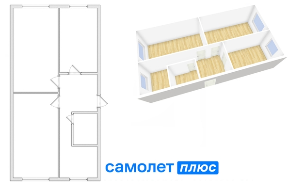
  Продается 3-комн. квартира, 60.7 м², Московский пр-кт, д. 29А
. Фото 2.