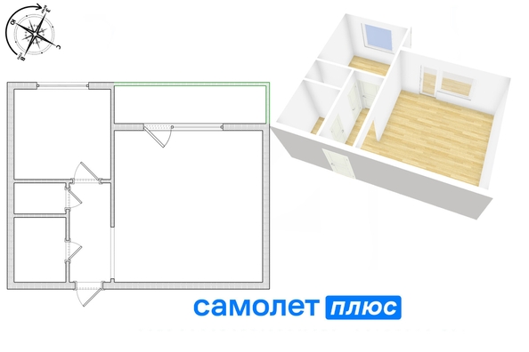 
   Продам 1-комнатную, 34.8 м², Комсомольский пр-кт, 53

. Фото 23.