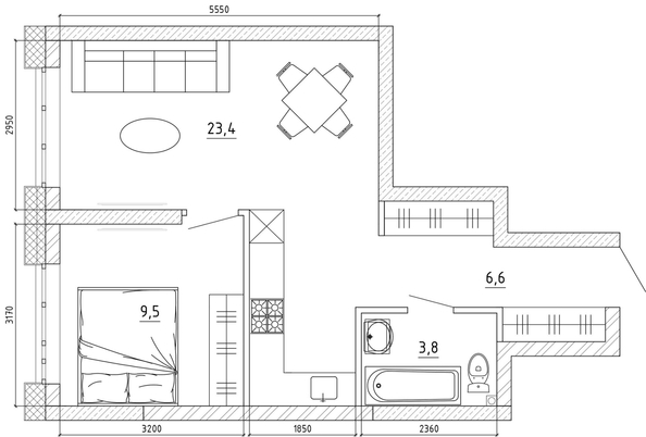 
   Продам 1-комнатную, 41.2 м², Уютный квартал, дом 1

. Фото 4.