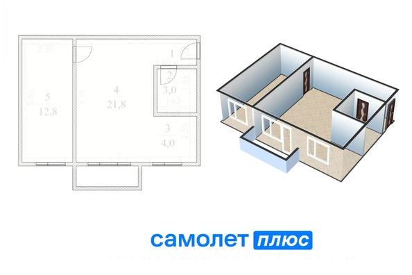 
   Продам 2-комнатную, 43.5 м², Базовая ул, 14

. Фото 2.