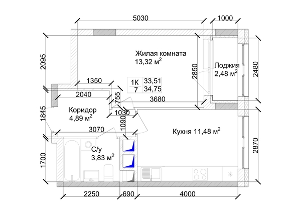 
   Продам 1-комнатную, 35.48 м², 7 высот, дом 9

. Фото 2.