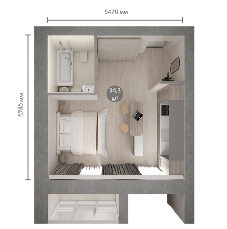 
  Продается студия, 34.3 м², Строителей б-р, д. 71/12
. Фото 1.