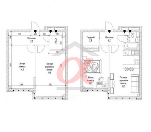 
   Продам 2-комнатную, 44.5 м², Большевистская ул, 1а

. Фото 1.