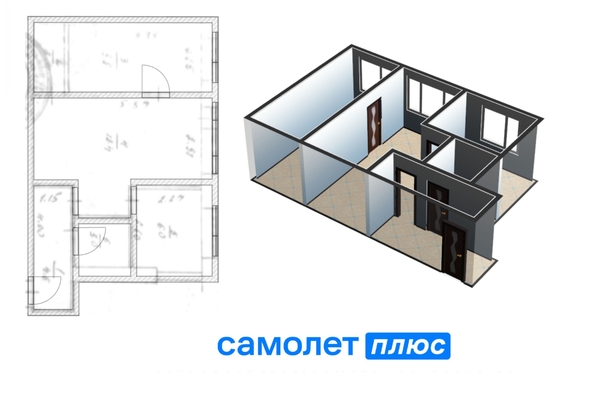 
   Продам 2-комнатную, 45 м², Калинина ул, 1

. Фото 2.