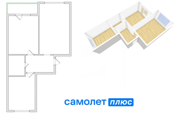 
   Продам 3-комнатную, 66.7 м², Строителей б-р, 65

. Фото 2.