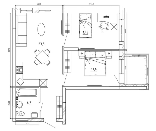 
  Продается 3-комн. квартира, 65.4 м², ЖК Парковый, дом 3 этап 1
. Фото 3.