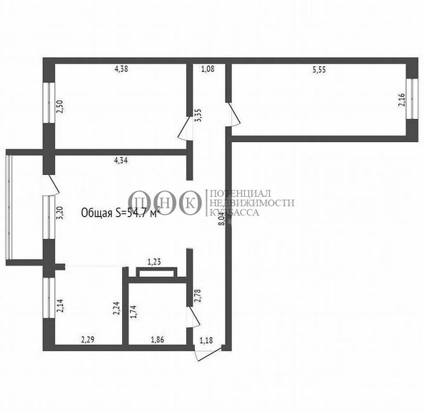
  Продается 3-комн. квартира, 54.7 м², Дзержинского ул, д. 12
. Фото 1.