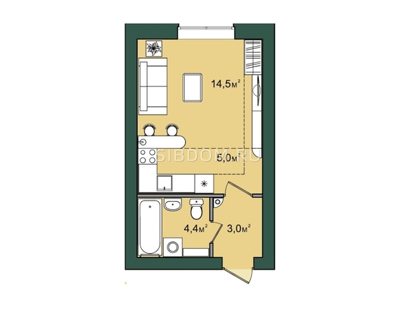 
  Продается 1-комн. квартира 27.1 м², в ЖК Подсолнухи. Фото 1.