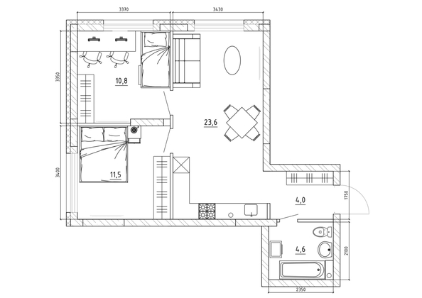
  Продается 2-комн. квартира 55.5 м², в ЖК Чемпион-парк, дом 2. Фото 1.