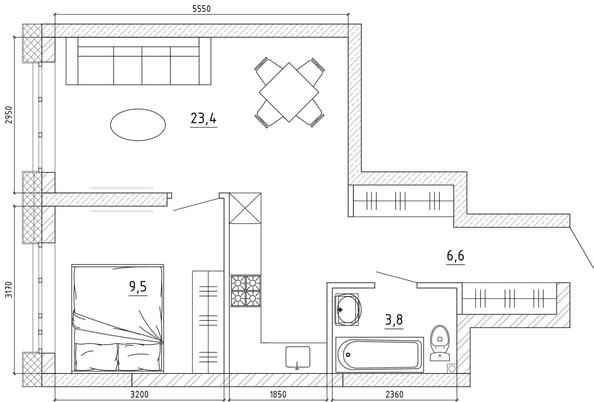 
  Продается 2-комн. квартира 44.3 м², в ЖК Уютный квартал, дом 1. Фото 6.