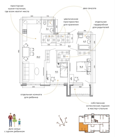 
  Продается 3-комн. квартира 77.5 м², в ЖК Уютный квартал, дом 2. Фото 2.