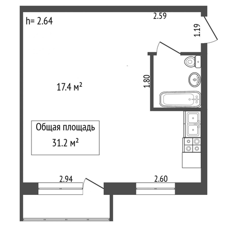 
  Продается 1-комн. квартира 31.2 м². Фото 2.