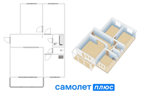 
  Продается 3-комн. квартира 66.5 м². Фото 2.