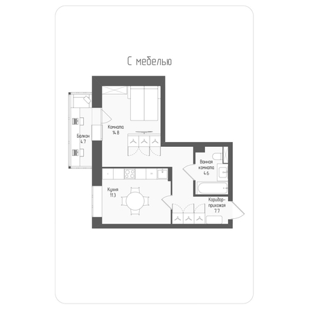 
  Продается 1-комн. квартира, 39.8 м², ЖК Тетрис, корпус 2
. Фото 1.