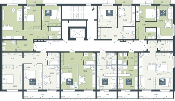 
   Продам 1-комнатную, 40.15 м², Дом в Мичуринском, корпус 2.3

. Фото 1.