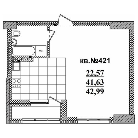 
  Продается студия, 44.35 м², ЖК  Римский квартал, 2 очередь
. Фото 1.