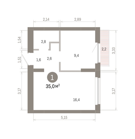 
  Продается 1-комн. квартира 34.95 м², в ЖК Пшеница, 6.1. Фото 1.