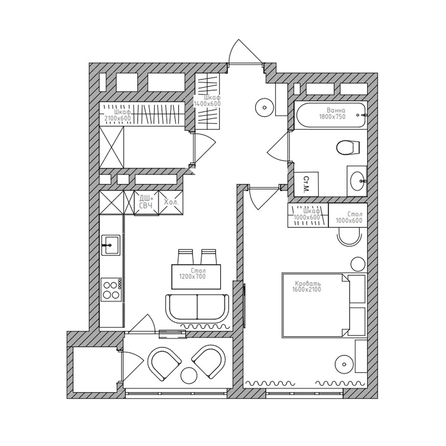 
  Продается 1-комн. квартира 44 м², в ЖК Беринг, дом 2. Фото 8.