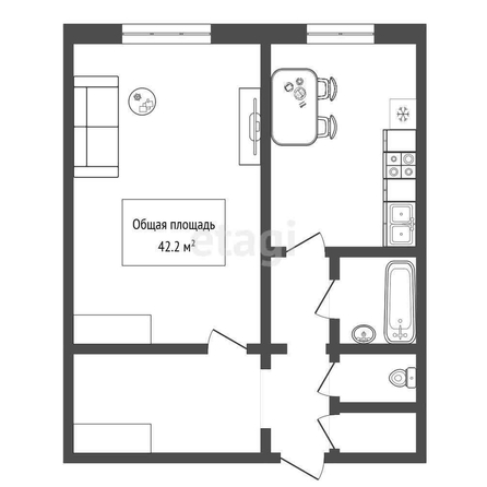 
   Продам 1-комнатную, 42.2 м², Виктора Шевелева ул, 18

. Фото 20.