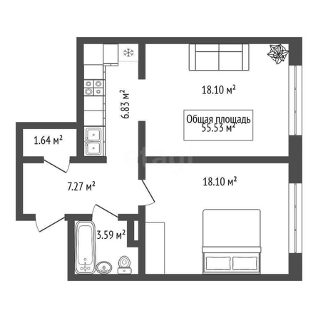 
   Продам 2-комнатную, 56 м², Татьяны Снежиной ул, 42/2

. Фото 1.
