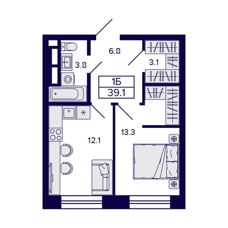 
  Продается 1-комн. квартира, 39.1 м², ЖК Citatum (Цитатум)
. Фото 1.