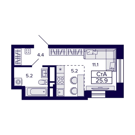 
  Продается студия, 25.9 м², ЖК Citatum (Цитатум)
. Фото 1.