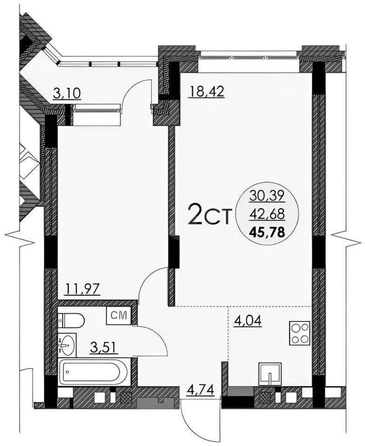 
  Сдается 1-комн. квартира, 45 м², Бориса Богаткова ул, д. 192а
. Фото 1.