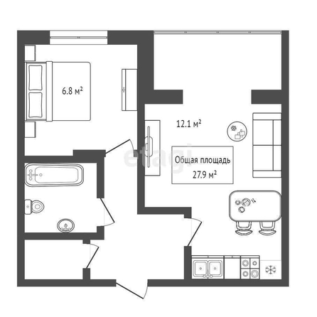 
  Продается 1-комн. квартира, 27.9 м², Тамбовская ул, д. 39
. Фото 24.