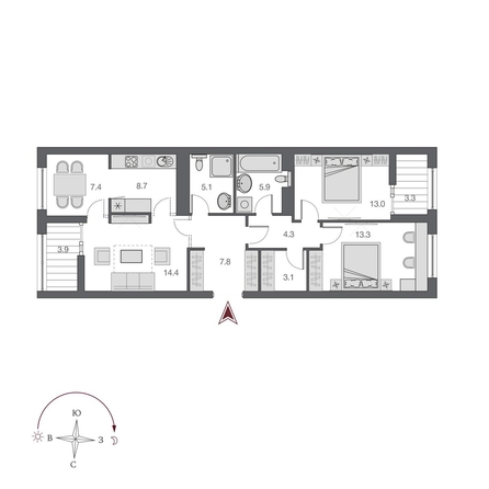 
  Продается 3-комн. квартира, 85.5 м², ЖК Дом Нобель
. Фото 1.