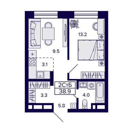 
  Продается 2-комн. квартира, 38.9 м², ЖК Citatum (Цитатум)
. Фото 1.