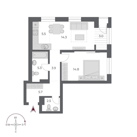 
  Продается 2-комн. квартира, 55 м², ЖК ОСКАР, дом 2
. Фото 1.
