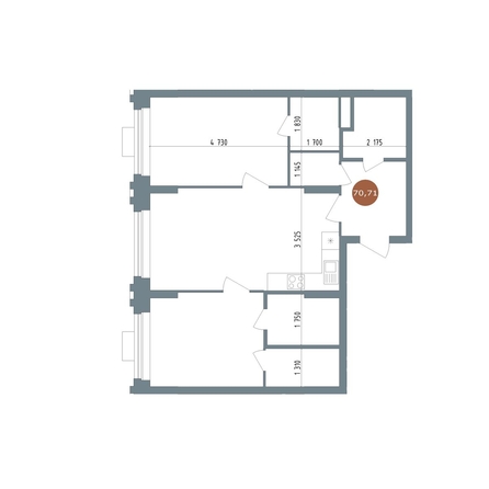 
  Продается 3-комн. квартира, 70.71 м², ЖК 19/56 Кварталы Телецентра, сек 5
. Фото 1.