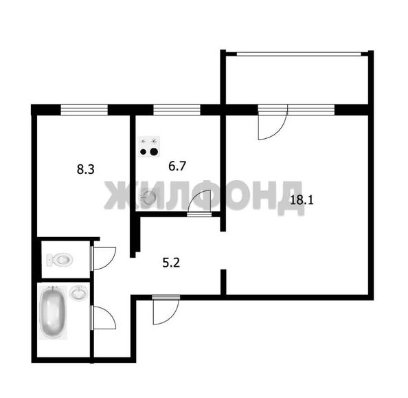 
  Продается 2-комн. квартира, 45.3 м², В. Высоцкого ул, д. 50
. Фото 3.