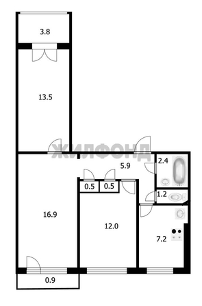 
  Продается 3-комн. квартира, 60 м², Петухова ул, д. 122
. Фото 6.