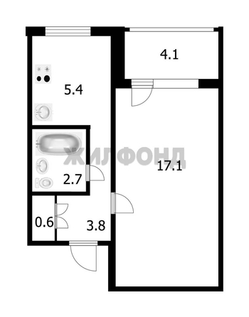 
  Продается 1-комн. квартира, 29.6 м², Полтавская ул, д. 45
. Фото 3.