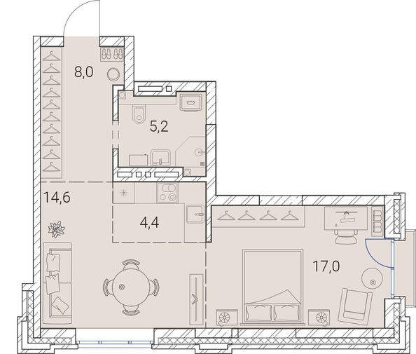 
  Продается 1-комн. квартира, 49.2 м², ЖК Тайм Сквер
. Фото 19.