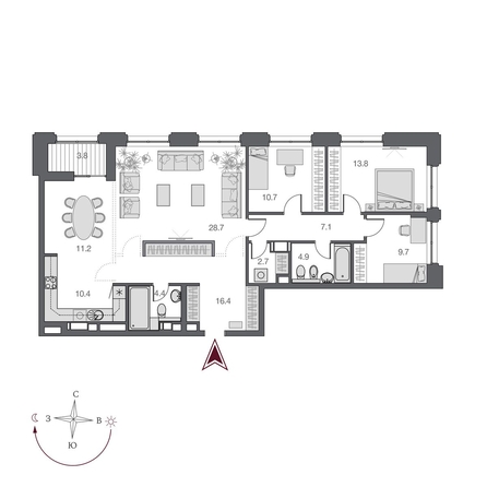 
  Продается 4-комн. квартира, 121.9 м², ЖК Дом Нобель
. Фото 1.