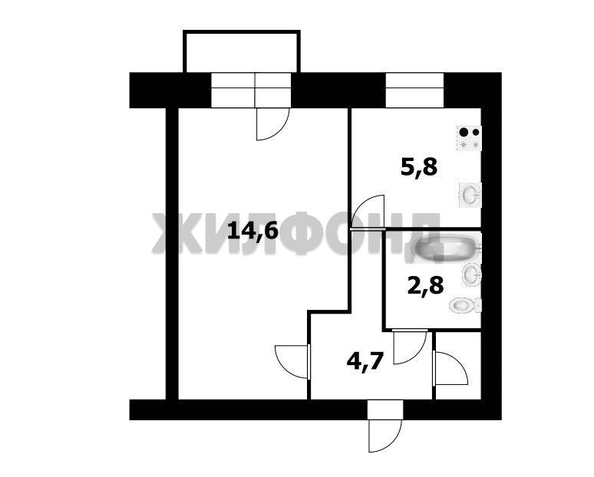 
  Продается 1-комн. квартира, 27.9 м², Блюхера ул, д. 17/3
. Фото 12.