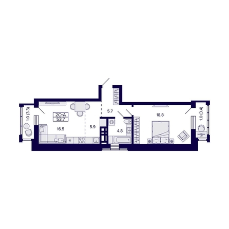 
  Продается 2-комн. квартира, 53.7 м², ЖК Grando (Грандо)
. Фото 1.