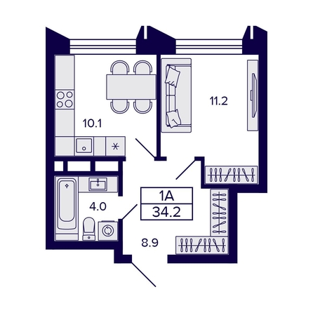 
  Продается 1-комн. квартира, 34.2 м², ЖК Citatum (Цитатум)
. Фото 1.