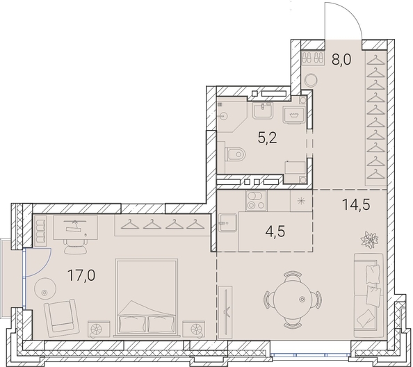 
  Продается 1-комн. квартира, 49.2 м², ЖК Тайм Сквер
. Фото 19.