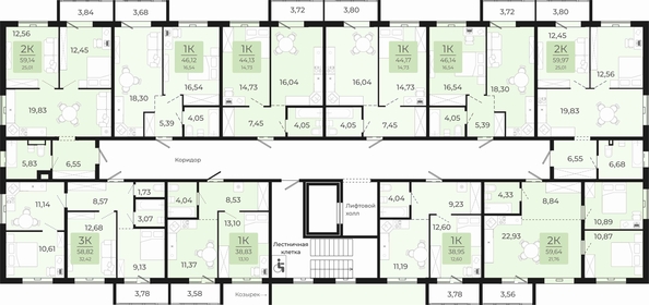 
  Продается 2-комн. квартира, 59.97 м², ЖК Новый парк, II этап дом 2
. Фото 1.