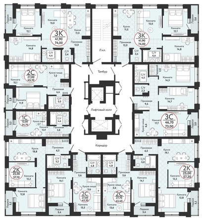 
  Продается 3-комн. квартира, 73 м², ЖК Одоевский, дом 3
. Фото 1.
